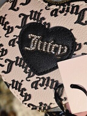 Juicy Couture Bling Heart Coin Pouch with Black Heart Accent Bag Charm Wristlet